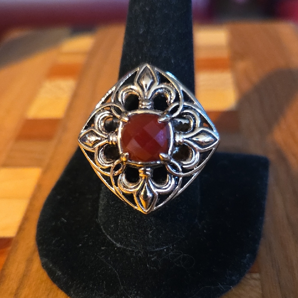 Barse Bronze and Red Gemstone Ring Size 10